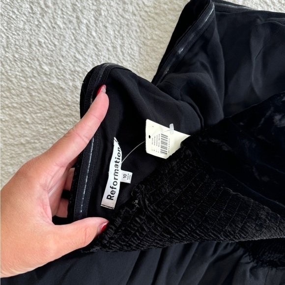 REFORMATION NWT Black St. Louis Strapless Velvet Mini Dress 10 - Picture 10 of 13